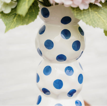 Vase 3 niveaux – Pois bleu classique